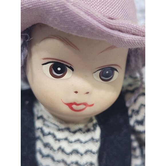 Vintage Boy Girl Bisque Head Fabric Body Dolls Weighted 5" Painted Face - Picture 3 of 9